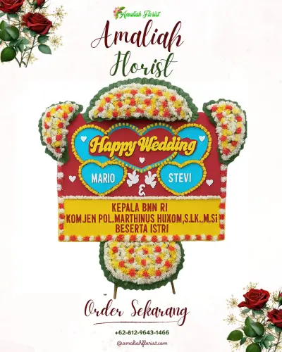 Karangan Papan Bunga Pernikahan di Kadumanggu